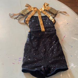 Gold and black leotard costume